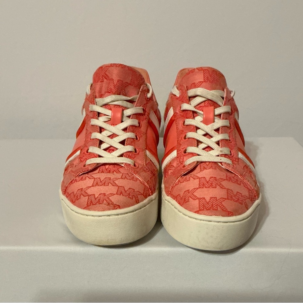 Michael Kors Lace Up “Poppy” Sneakers in Red & Pink